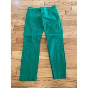 Gap women's green slim cropped cotton stretch low rise straight leg pants size 0